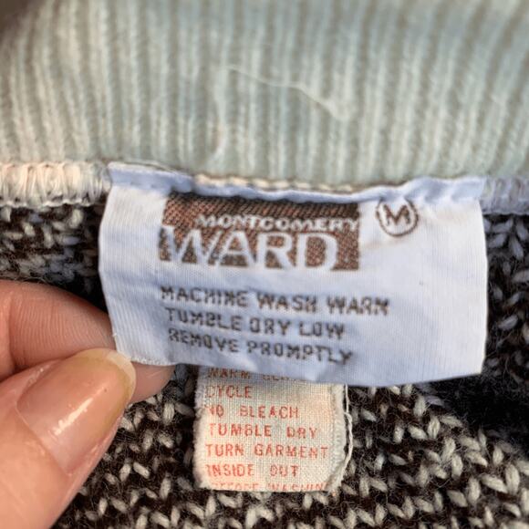 Vintage Montgomery Ward Brown Geometric Knit Sweater Vest Medium Grandpa Artsy - Picture 7 of 14